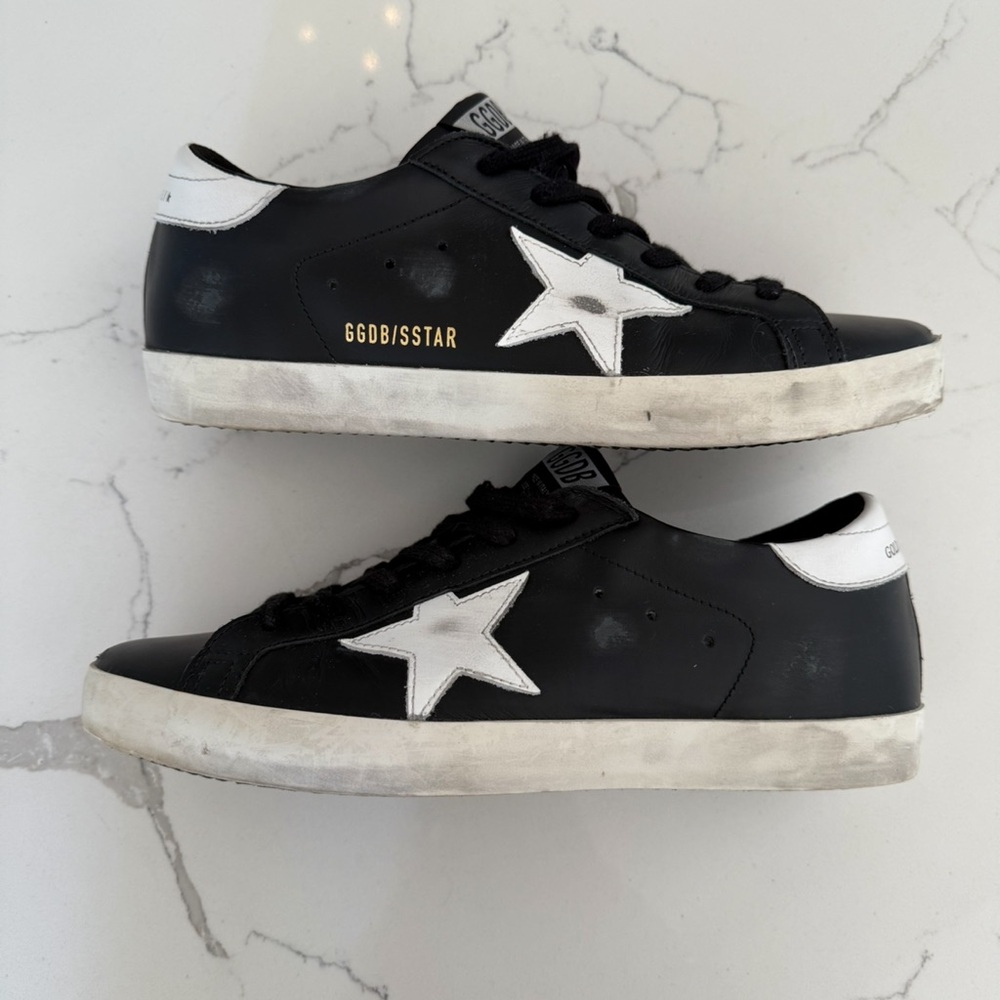 Golden Goose Black Sneakers with White Star